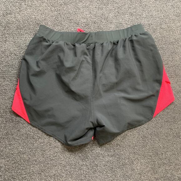 Under Armour Shorts Womens Medium Grey Neon Pink Loose HeatGear Drawcord Running - Picture 9 of 12